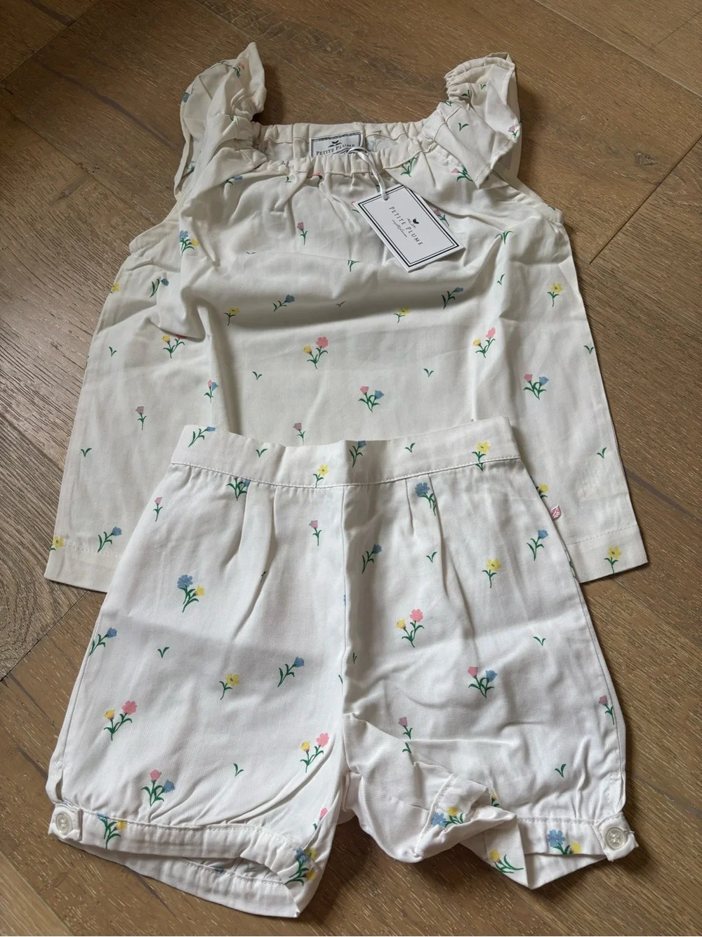 Petite Plume Cream Floral Two-Piece girls pajama Set NWT 6